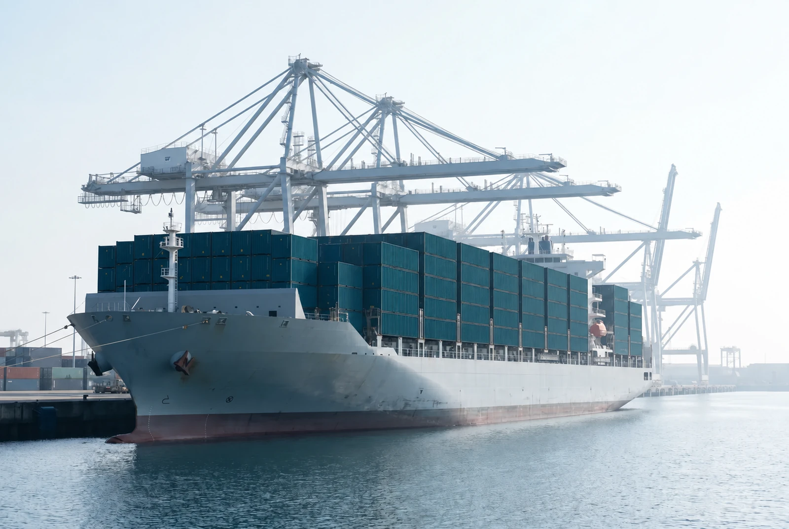 Container vessel transporting ocean freight